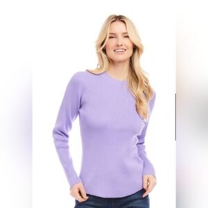 Karen Kane Lavender Sweater Size M Ribbed Round Hem Long Sleeve